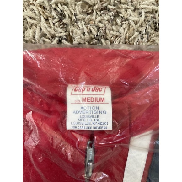 Vintage 80s Stewart & Stevenson Oil & Gas O&G Medium Red Nylon Jacket VTG NWT - Picture 3 of 4